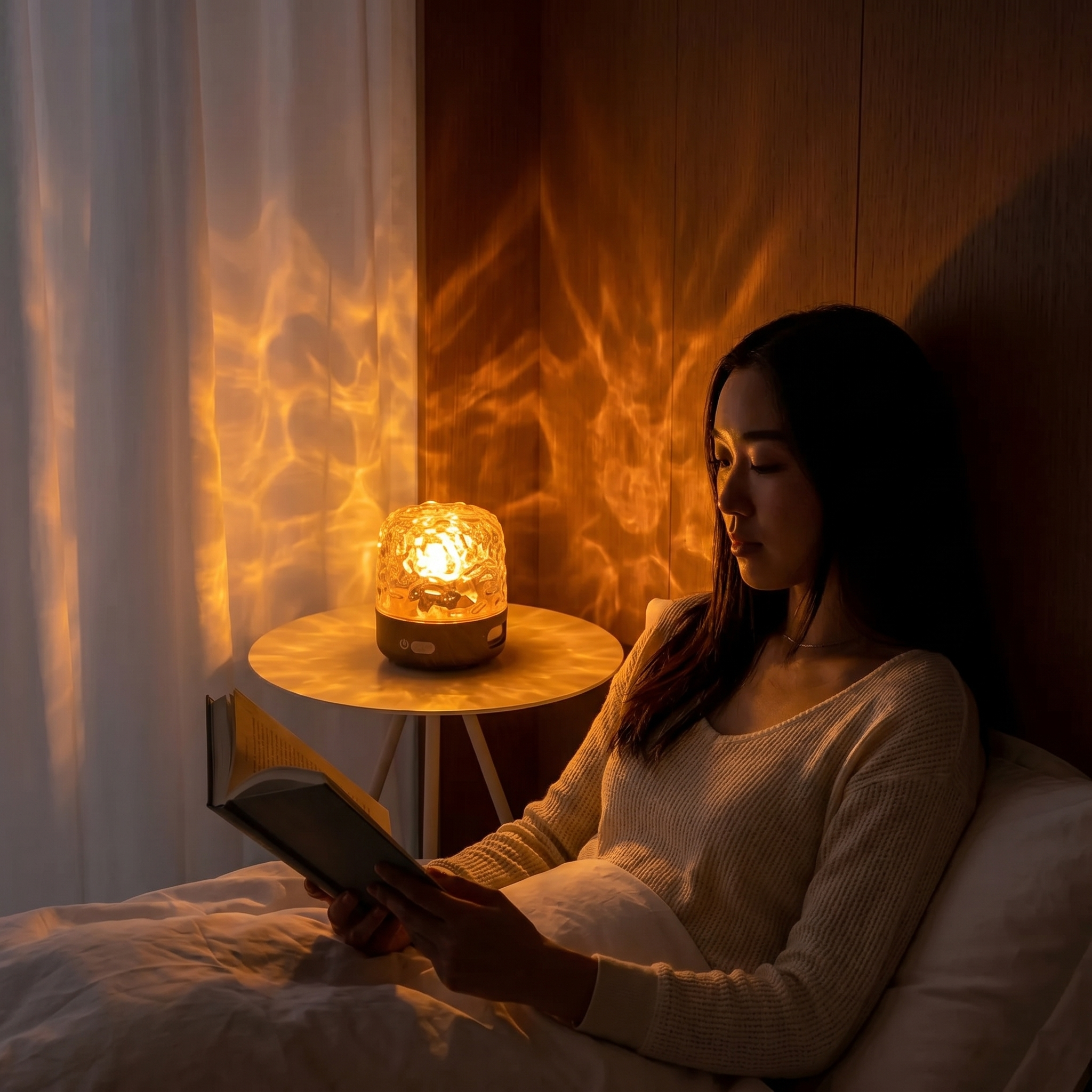 Chambre cosy dans la lumière chaleureuse de Lure Lumière